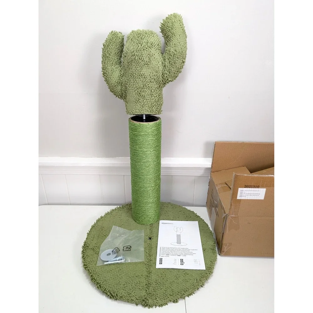 Cactus Cat Scratching Post Green Sisal Rope NEW Open Box